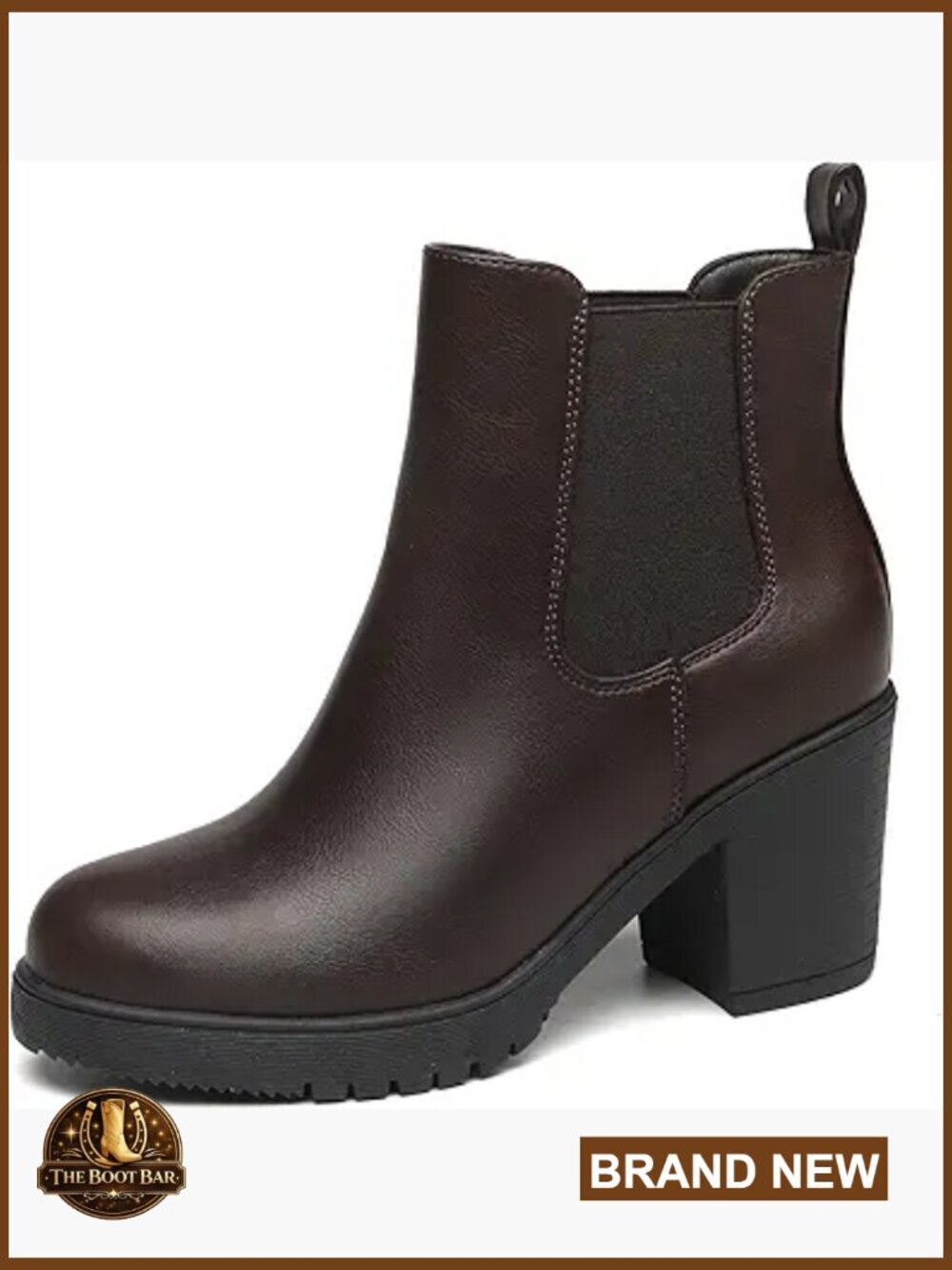 Vegan Leather Chelsea Ankle Boots Chunky Low Heel Platform Booties